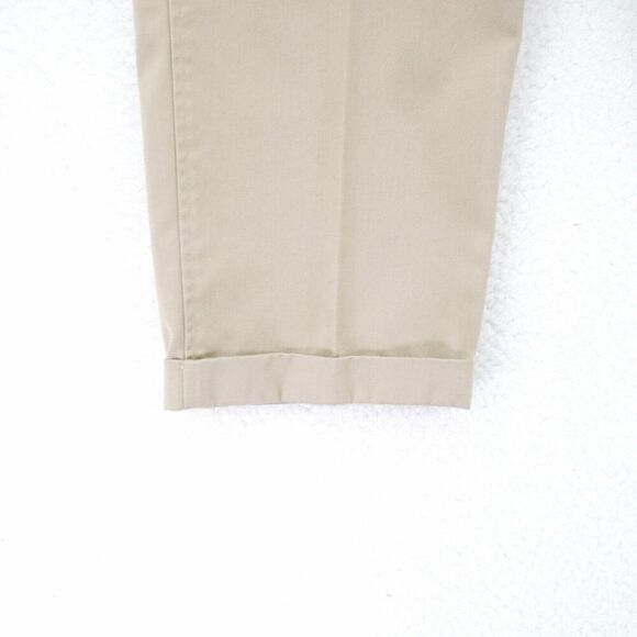Land's End Tan Pleated Cuffed Mid Rise Tan Polyester Blend Chino Pants 36/28 - Picture 4 of 8
